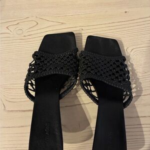 St. Agni Black Sandals Elegant Woven Design
